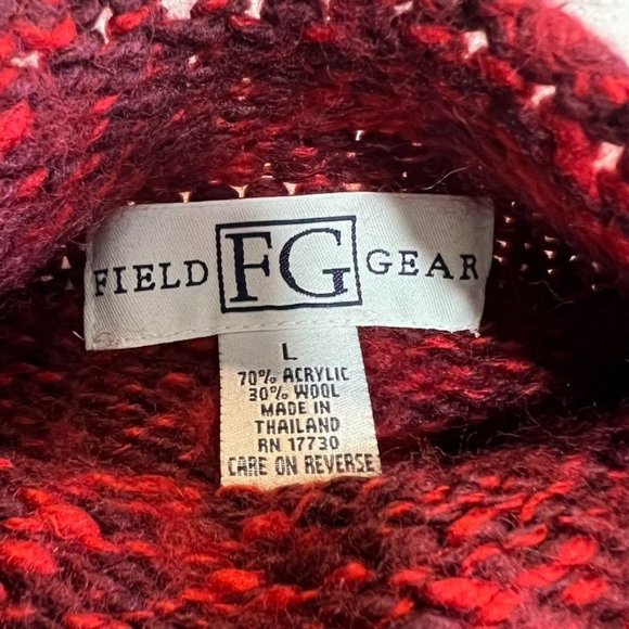 Field Gear wool blend, women's LG, acrylic wool, red multicolor sweater - Picture 2 of 8